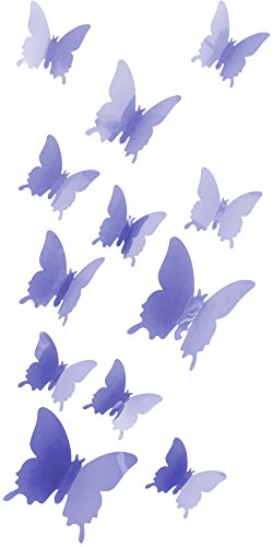 Oblique Unique 3D Schmetterlinge Blumen 12er Set Dekoration Wandtattoo (Lila) von Oblique Unique