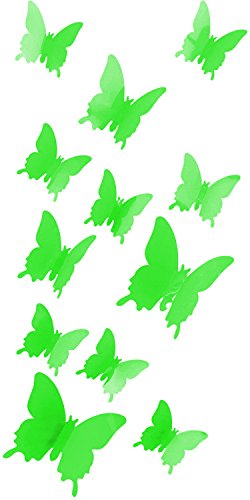 Oblique Unique 3D Schmetterlinge Blumen 12er Set Dekoration Wandtattoo (Neon Grün) von Oblique Unique