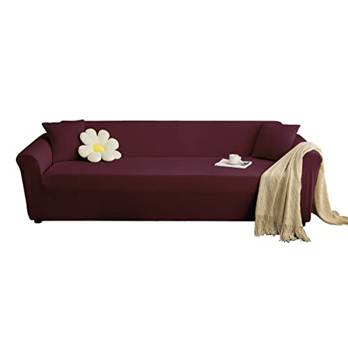 Oblulife Sofa überzug rutschfest，Sofaschutz Anti-Katze/Hundekratzer(Sofa überzug 4 Sitzer,Bordeaux) von Oblulife