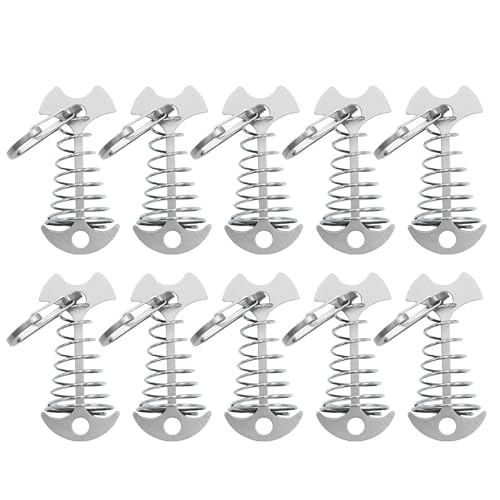 10pcs Tragbare Deckanker Peg Fischknochen Zelteinsätze Mit Frühlingsschnallen Seilanker Peg Für Camping Wanderdecker Brett Board Einsätze Mit Frühlingsschnallen Campingzubehör von Obotsnoi