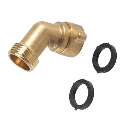 3/4 Zoll Messing Gartenschlauch-Verbindungsstück Winkeladapter mit auslaufsicherer Unterlegscheibe für Wassersysteme, Outdoor-Zubehör und Hofgebrauch, Messing-Wasserschlauchverschraubung mit Dichtung 3/4 Zoll Messing Gartenschlauch-Verbindungsstück Winkeladapter mit auslaufsicherer Unterlegscheibe für Wassersysteme, Outdoor-Zubehör und Hofgebrauch, Messing-Wasserschlauchverschraubung mit Dichtung von Obotsnoi