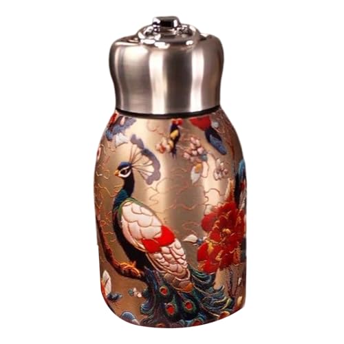 Isolierte Wasserflasche im Retro-Design, 300 ml Fassungsvermögen, stabile Konstruktion, auslaufsicherer Deckel, 3 Muster erhältlich, Edelstahlflaschen von Obotsnoi