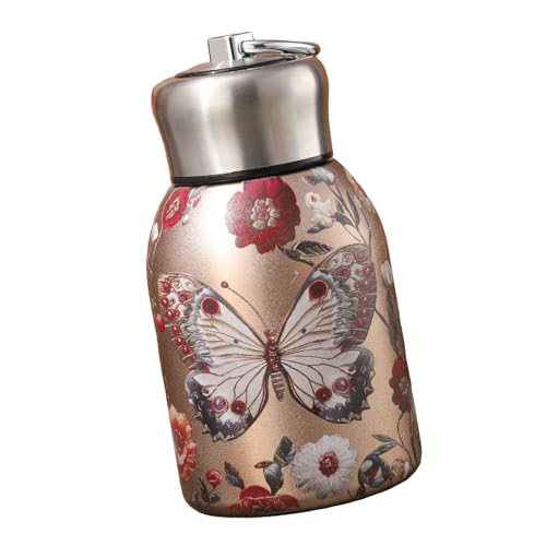 Isolierte Wasserflasche im Retro-Design, 300 ml Fassungsvermögen, stabile Konstruktion, auslaufsicherer Deckel, 3 Muster erhältlich, Edelstahlflaschen von Obotsnoi