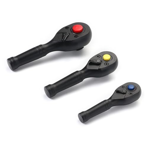 Obotsnoi 3-teiliges Ratschenschlüssel-Set mit 72 Zähnen, Schnellspanner, umkehrbar, 1/4 Zoll, 3/8 Zoll, 1/2 Zoll Antriebe für einfache Verwendung in engen Räumschlüsseln von Obotsnoi