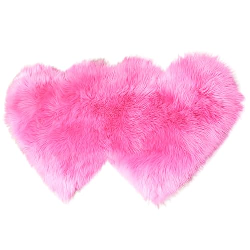 Obotsnoi Doppelte Herzform Faux Fluffys Teppiche Schlafzimmer Fuzzy Fläche Schaffell Werfen Sofa Dekoration Weiche von Obotsnoi