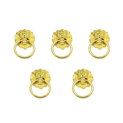 Obotsnoi Schubladengriffe im Vintage-Stil, mit Löwenköpfen, eleganter, stabiler Metalllegierungsgriff für Schränke und Türen, für den täglichen Gebrauch, 5 Stück von Obotsnoi