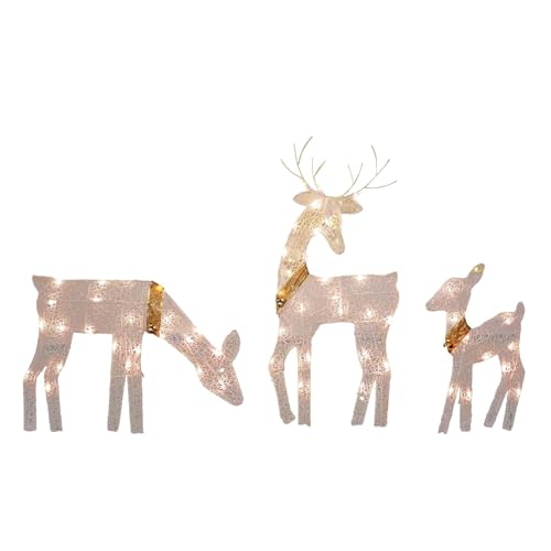 Outdoor Weihnachten Hirsch Familie Metallskulptur mit LED-Licht wetterfeste Dekoration für Terrassen Garten Urlaub Display Weihnachten Hof Dekoration Eisen leuchtende Statue von Obotsnoi