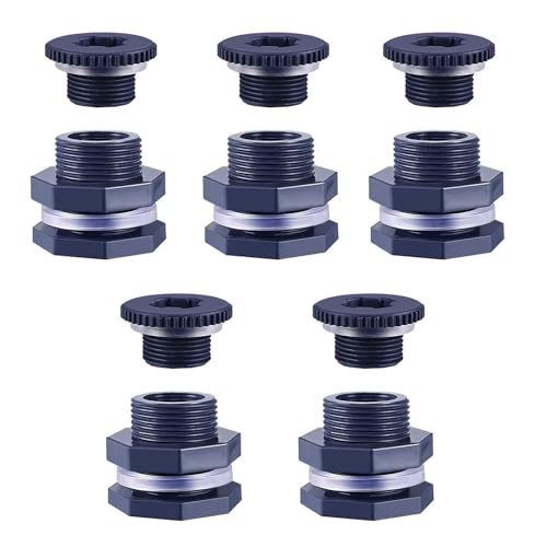 PVC-Wassertank-Anschluss, Garten-Zapfen-Adapter, 1,9 cm Wassertank-Gelenk, Schottverschraubung für Aquarien, 5 Stück von Obotsnoi