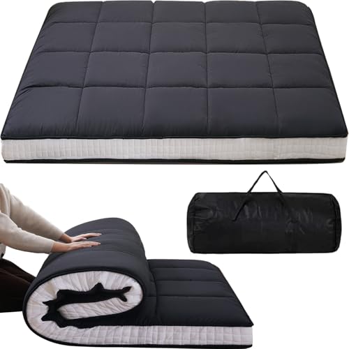 Obqer Futon Matratze klappmatratze 100x200 cm Japanische Bodenmatratze Faltbare matratze Dicke 10cm Atmungsaktive Bodenliege Gästebett für Camping Couch (Schwarz) von Obqer