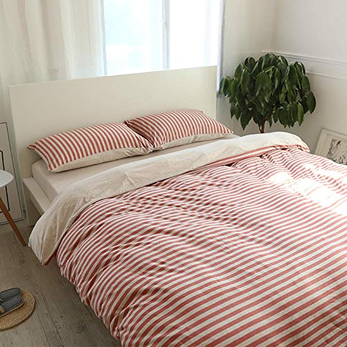 Obrand Bettwäsche Bettbezug Deckenbezug mit Kissenbezug,Baumwolle gestrickt aus Reiner Baumwolle Bettbezug Kissenbezug Bettwäsche Set-rot von Obrand