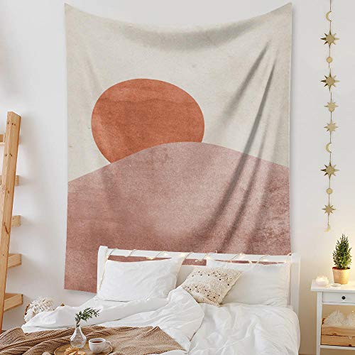 Obrand Tapisserie Wandbehang Bettdecke,Einfacher Sonnenuntergang Berg Mond Natur Landschaft Tapisserie Dekoration für Schlafzimmer Wohnzimmer von Obrand