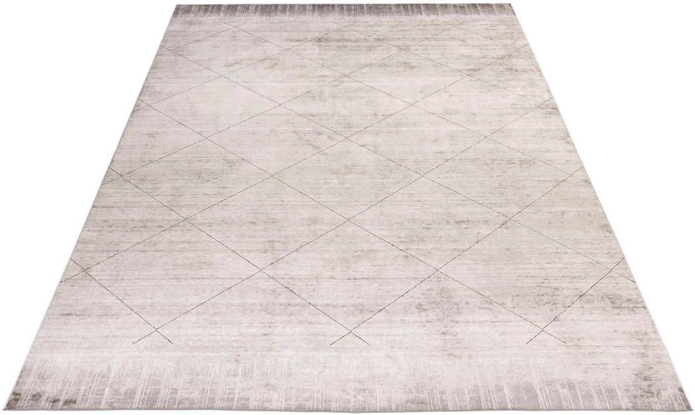 Obsession Teppich My Eden of Obsession 201, rechteckig, Höhe: 10 mm, Kurzflor, kariert, besonders hohe Knotendichte, Material: 85% Viskose von Obsession