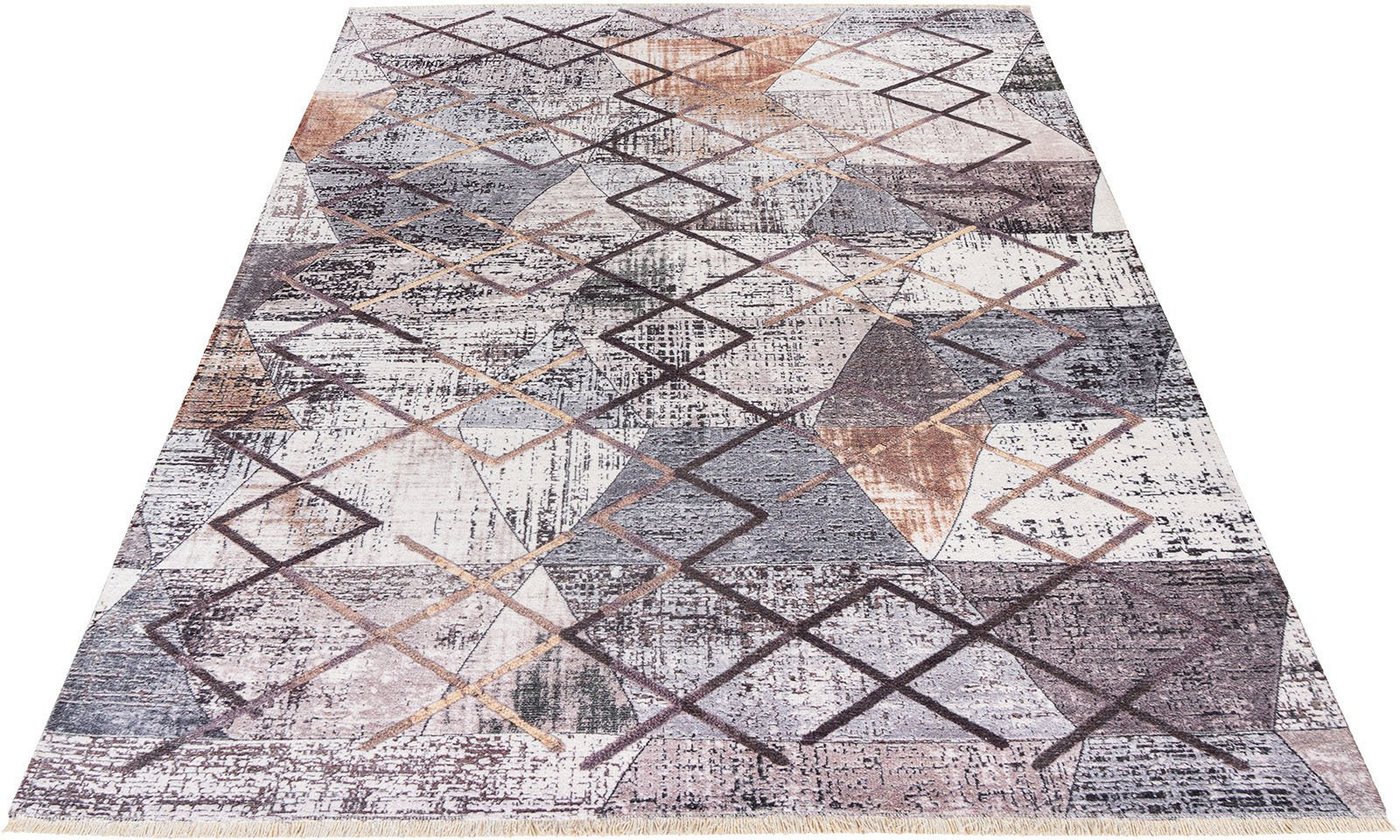 Teppich My Valencia 631, Obsession, rechteckig, Höhe: 6 mm, recycelte Materialien, modernes Design, mit Fransen, waschbar von Obsession