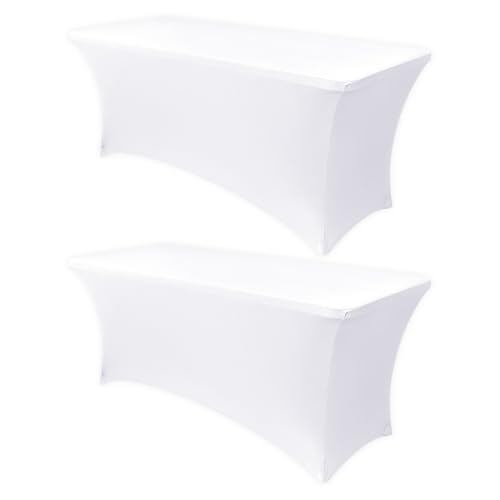 Obstal 1,83 m Stretch-Spandex-Tischdecke, universal, rechteckig, für Hochzeit, Bankett und Party, Weiß, 2 Stück Obstal 1,83 m Stretch-Spandex-Tischdecke, universal, rechteckig, für Hochzeit, Bankett und Party, Weiß, 2 Stück von Obstal