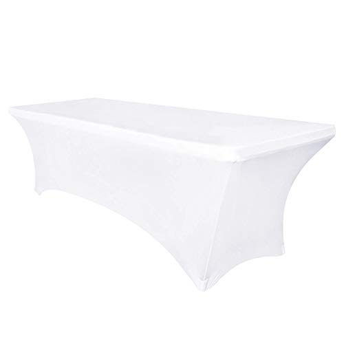 Obstal Stretch Spandex Tischdecke für Standard Klapptische - Universal Rechteckige Tischdecke Schutz für Hochzeit, Bankett und Party 6Ft | 72" Length x 30" Width x 30" Height weiß von Obstal