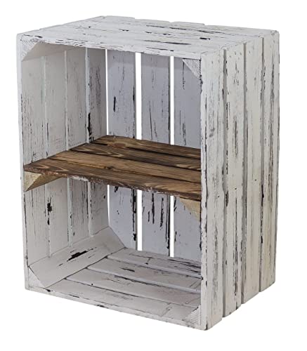 3 Holzkisten Vintage Stil - Kiste mit geflammten Regalboden im modernen Vintage Look mit sichtbare Holzmaserung - 40x30x50cm von Obstkisten Online