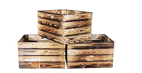 3er set massive Obstkiste Apfelkiste Weinkiste aus dem Alten Land +++ 50 x 40 x 30 cm (GEFLAMMT) von Obstkisten Online