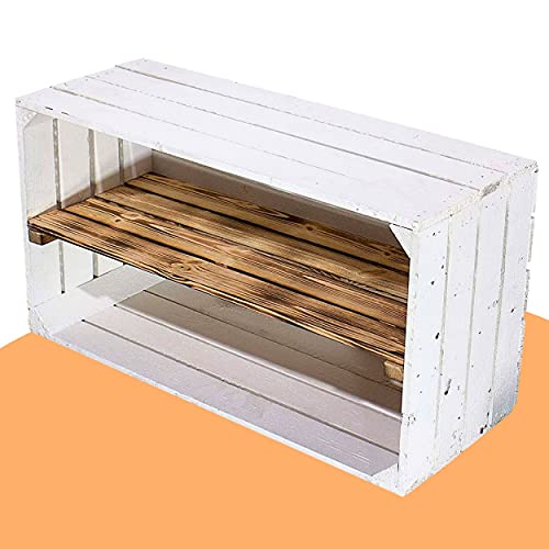 Breite weiße Obstkiste mit geflammtem Mittelbrett 68cm x 40cm x 31cm Breite weiße Obstkiste mit geflammtem Mittelbrett 68cm x 40cm x 31cm von Obstkisten Online