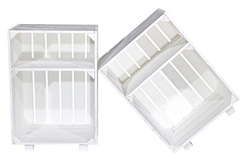 Obstkisten Online 2x NACHTSCHRANK WEIß mit 2 offenen Fächern, steht auf Füßen - NEU - 30,5x40x54 cm - Platz für Lampe, Buch und Dekoration von Obstkisten Online