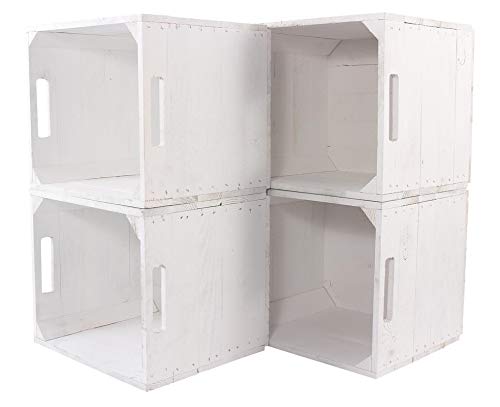 Obstkisten Online 4 Stück Neue weiße Kiste für IKEA Kallax Regal Expedit 33cm x 37,5cm x 32,5cm Einsatz Aufbewahrungsbox Ablagekiste Obstkiste Weinkisten Regal Holz Kiste klassisch Einsatz von Obstkisten Online
