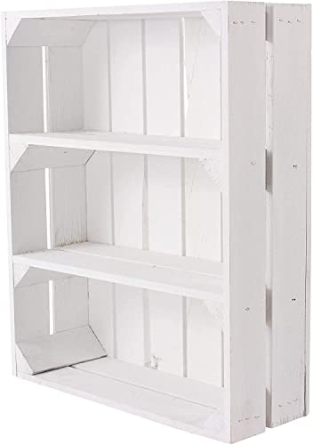 Weiße Apfelkiste, 2X Regal 3X Flache Kiste mit T Trenner 50x40x16cm Obstkiste Holzkiste Holz Shabby klein Dekoration Gewürzregal Weinkiste von Obstkisten Online