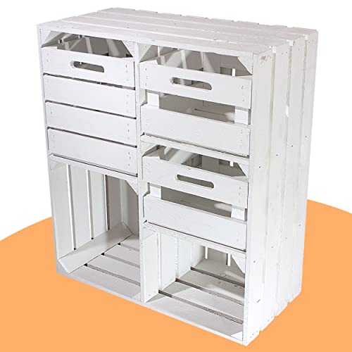 Weißer Holzschrank mit 3 Schubladen 77cm x 68cm x 35cm Regalsystem Vintage Massive Obstkisten Landhausmöbel Bücherregal Schuhregal Regalkisten Dekoration Weinkiste universell Weißer Holzschrank mit 3 Schubladen 77cm x 68cm x 35cm Regalsystem Vintage Massive Obstkisten Landhausmöbel Bücherregal Schuhregal Regalkisten Dekoration Weinkiste universell von Obstkisten Online