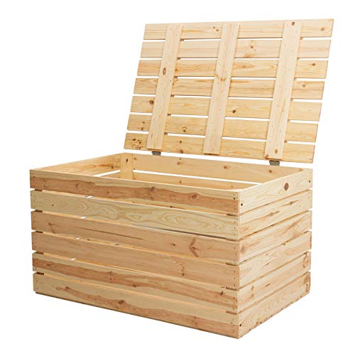 Obstkisten Online Holztruhe mit Deckel Truhe Couchtisch im Landhausstil, Stauraum für Decken, Kissen im Schlafzimmer (80x50x39 cm natur) von Obstkisten Online