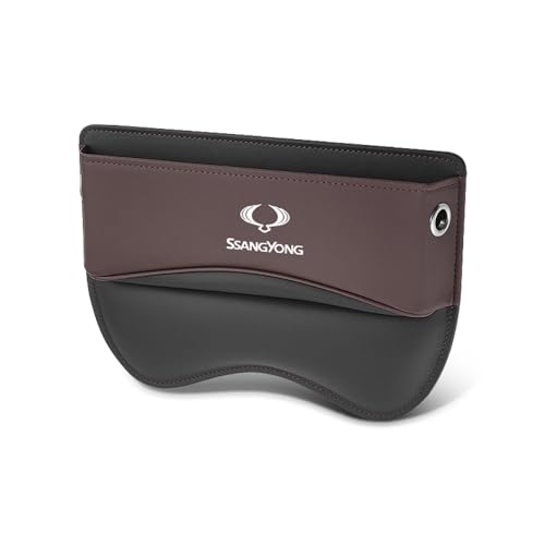 Obumi Autositz Lückenfüller Organizer, für SsangYong XLV Torres Tivoli Rexton Musso Korando Rodius Actyon Leder Sitz Aufbewahrungsbox Vordersitz Multifunktionale Innen Zubehör,C Brown von Obumi