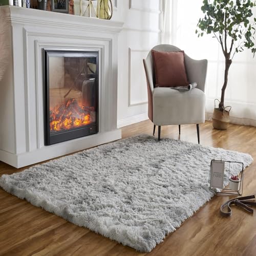 Obundi Teppich,Grauer Teppich Wohnzimmer,Weicher Anti-Rutsch Teppiche,Waschbar Tepich Kinderzimmer (Hellgrau,60x120cm) von Obundi