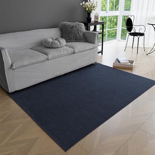 Obundi Teppich Kinderzimmer, 120x160cm, Marineblau Wohnzimmer Teppich Groß, Kurzflor Waschbarer Teppiche, KüChenteppich rutschfest, Balkonteppich Weich, Modern Carpet für Esszimmer, Büro von Obundi