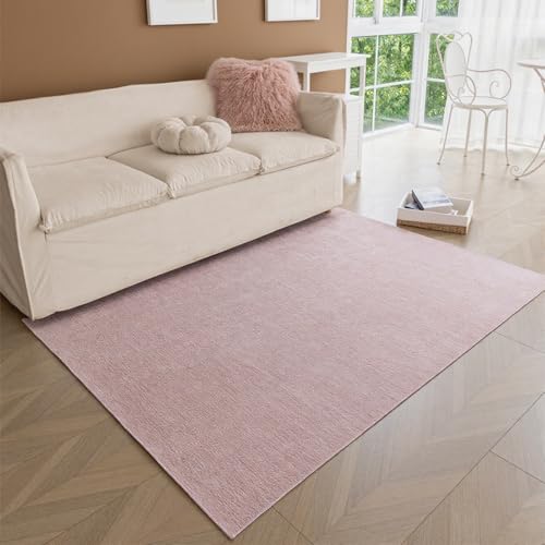 Obundi Teppich Kinderzimmer, 120x160cm, Rosa Wohnzimmer Teppich Groß, Kurzflor Waschbarer Teppiche, KüChenteppich rutschfest, Balkonteppich Weich, Modern Carpet für Esszimmer, Büro von Obundi