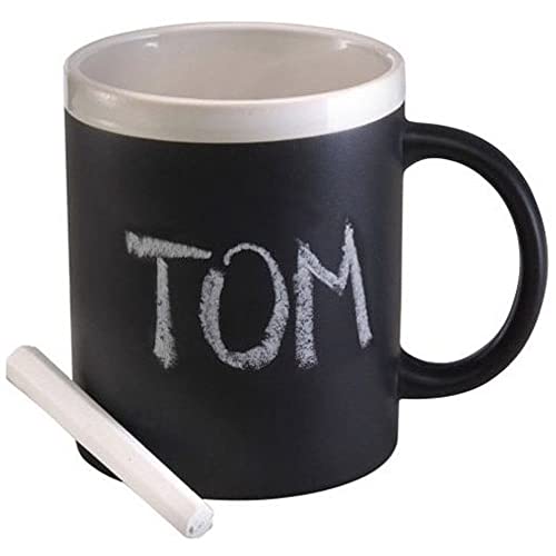 Bunte Tasse mit Schieferoptik und Kreide zum Beschriften - Schieferfarbene Tasse zum Beschriften mit farbigen Rand - Schieferfarbene Tasse in der Farbe Ihrer Wahl von Ocadeau