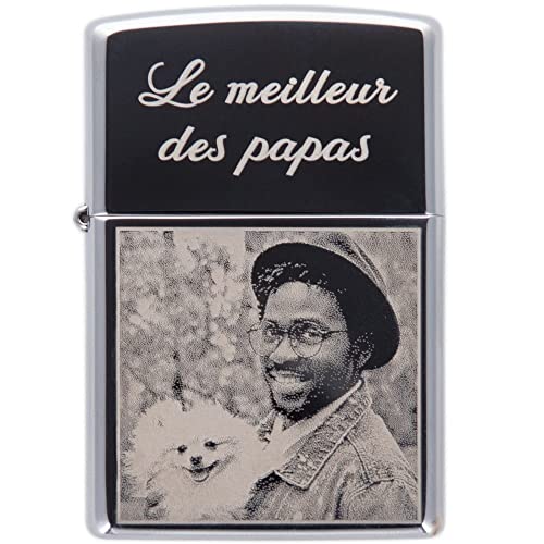 Individuell gestaltetes Feuerzeug erstellt Zippo-Feuerzeug mit Gravur - Ihr Foto und/oder Text Wird auf Dieses Silberne, verchromte Feuerzeug Sturm eingraviert von Ocadeau