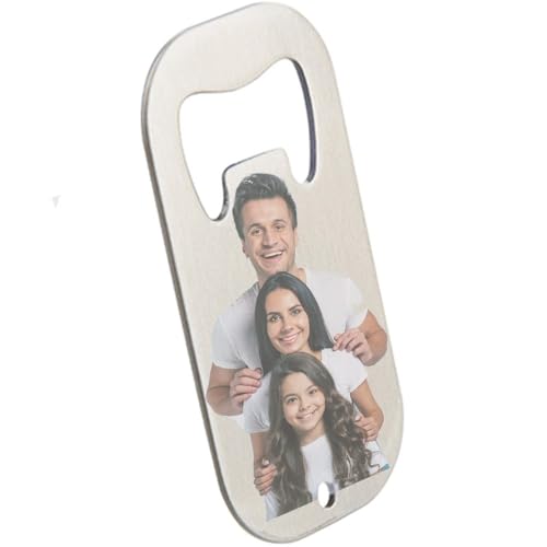 Mini-Flaschenöffner aus Edelstahl mit eigenem Foto - Beidseitiger Fotodruck auf diesem stabilen silbernen Flaschenöffner von Ocadeau