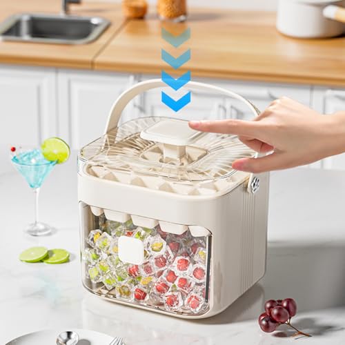 Eiswürfelform Mit Deckel, Easy Press Ice Maker, 48 Gitter Wiederverwendbares Eisgitter, Wiederverwendbare Eiswürfelbereiter, Eiswürfelbox Mit Schublade Und Aufbewahrungsbehälter von Ocastuted