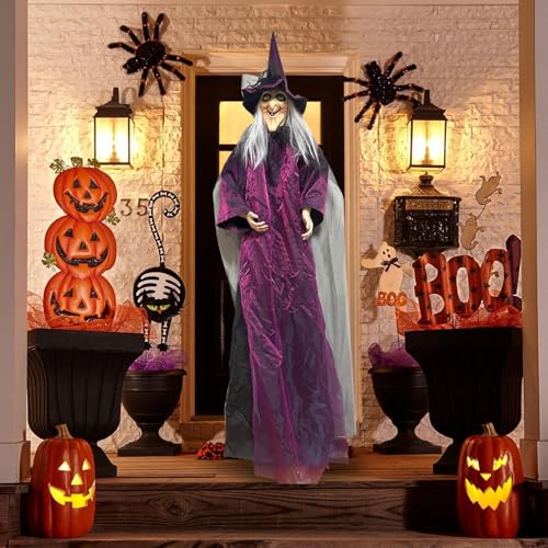 Halloween Hexe Deko, Gruselige Hexe Requisite, Halloween Figuren Animiert Hexen, Mit Gruseligen Geräuschen Und Beleuchteten Augen, Für Garten, Hof, Rasen Halloween Hexe Deko, Gruselige Hexe Requisite, Halloween Figuren Animiert Hexen, Mit Gruseligen Geräuschen Und Beleuchteten Augen, Für Garten, Hof, Rasen von Ocastuted