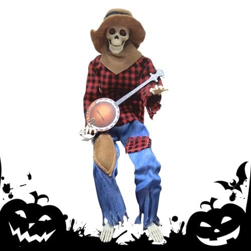Halloween Outdoor Skelette | 23,6 Zoll animierte Halloween Banjo Skelett Dekoration - Gelenkverstellbare musikalische Requisite für drinnen und draußen Urlaub Display Spukhaus Party Halloween Outdoor Skelette | 23,6 Zoll animierte Halloween Banjo Skelett Dekoration - Gelenkverstellbare musikalische Requisite für drinnen und draußen Urlaub Display Spukhaus Party von Ocastuted