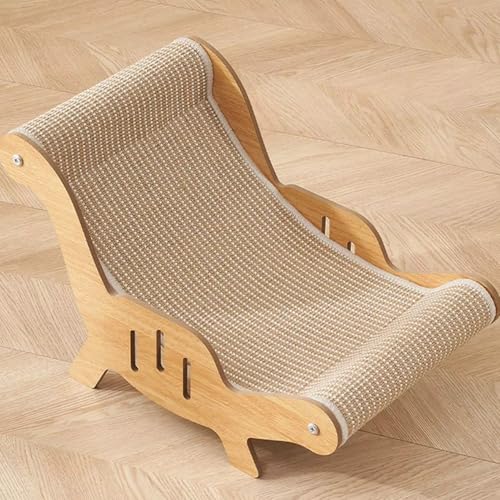 Katzenkratzstuhl, Katzen-Chaiselongue-Kratzer, Kätzchen-Liegestuhl, Holz-Sisal-Lounge-Stuhl, Möbel zum Kratzen und Entspannen von Ocastuted