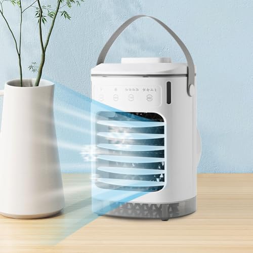 Luftkühler Mobil Mit Wassertank, Turmventilator Mit Wasserkühlung & Luftbefeuchter, Klimaanlagenlüfter, Klimagerät Luftkühler Mit Timer, 4 Geschwindigkeiten, Wiederaufladbar von Ocastuted