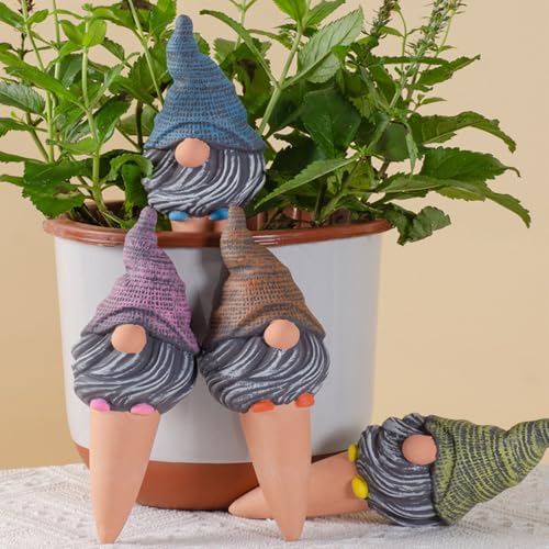 Ocastuted 4 Stück Terracotta Bewässerungsspikes Pflanzenbewässerung Tongeräte Pflanzenspender Tropfwasser Niedliche Zwergenform für Garten Outdoor Indoor Zimmerpflanzentöpfe von Ocastuted