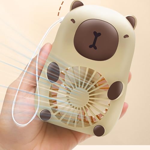Ocastuted Capybara Handventilator, USB-wiederaufladbarer Luftkühler, Tier-Fans, entzückendes Kühlgerät für Kinder, handlicher Kühlbegleiter mit bezauberndem Design von Ocastuted