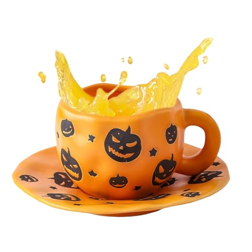 Ocastuted Halloween Kaffeebecher | 320ml Keramik Frühstücksmilchbecher | Unregelmäßiger Getränkebehälter für heißen Kaffee Bier Saft Milchtee | Studenten Lehrer Partyveranstalter Sammler Hotel von Ocastuted