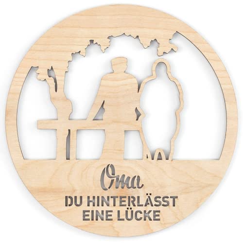 Ocasy Grabstecker Oma und Opa auf Bank mit Name und Wunschtext, Grabdeko personalisiert, Grabschmuck aus Holz, Blumenstecker zum Andenken von Ocasy