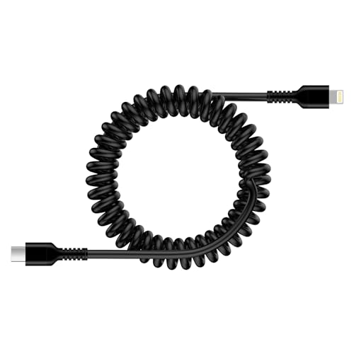 Spiralkabel USB C auf Lightning Kabel, [MFi Zertifiziert] A-pple Carplay Kabel USB C iPhone Ladekabel Auto Schnellladekabel, Typ C Lightning Kabel Datenkabel für iPhone 14 Pro/14/13/12/11/SE/X/XS/XR von Ocbuo