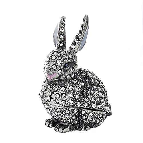 Occasion Gallery Anlass Galerie Silber Ton Besetzt und Emaille Bunny Kaninchen Schmuckdose, Collectible Home Décor, 12,7 cm Hoch x 8,9 cm Breit von Occasion Gallery