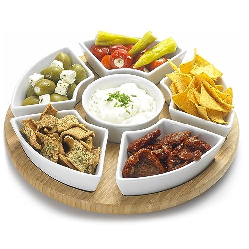 OCCASION , Holz , Lazy Susan Dip-Set, rotierend, mit Keramikschälchen von Occasion