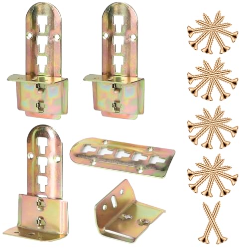 4er Set Bettverbinder Bettbeschlag Einhängebeschlag höhenverstellbar,4 Raststufen Höhenverstellbar für Mittelbalken und Lattenrost Halterung,Bettverbinder mit Höhe: 140 mm von Occtingkind