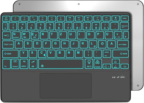 Occtingkind, Bluetooth Tastatur für iPad/Android-Tablets, Deutsches Layout QWERTZ, 10 Zoll Kabellose Tastatur, Hintergrundbeleuchtung, Multi Touch Trackpad, Für iPad/Samsng Galaxy Tab/Lenovo, Schwarz von Occtingkind