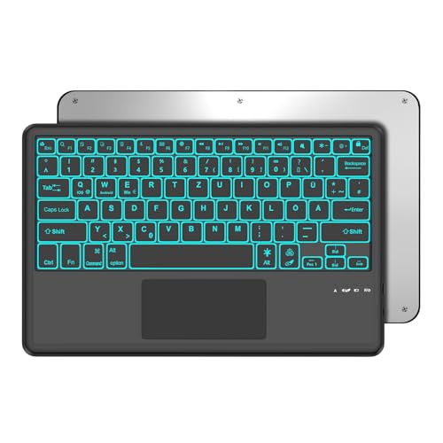 Occtingkind, Bluetooth Tastatur für iPad/Android-Tablets, Deutsches Layout QWERTZ, 12 Zoll Kabellose Tastatur, Hintergrundbeleuchtung, Multi Touch Trackpad, Für iPad/Samsng Tab/Lenovo, Schwarz von Occtingkind