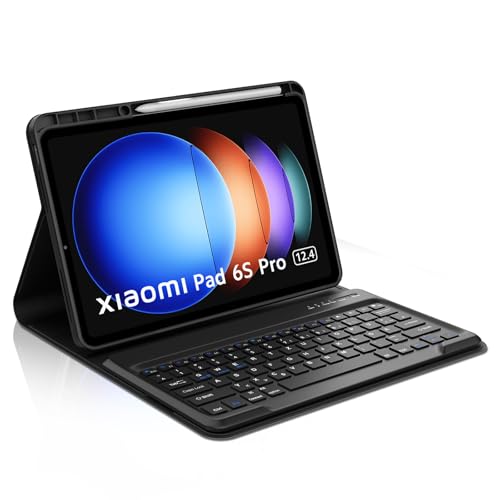 Occtingkind, Tastatur für Xiaomi Pad 6S Pro, Hülle mit Tastatur für Xiaomi Pad 6S Pro 12.4 Zoll, Magnetische Abnehmbar Bluetooth Keyboard für Xiaomi Pad 6S Pro, Layout QWERTZ, USB C, Schwarz von Occtingkind